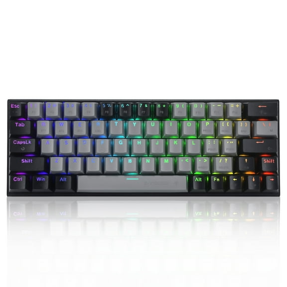 E-YOOSO 63 Keys Wireless Mechanical Keyboard - Compact RGB Gaming Keyboard with Hot-Swappable Linear Red Switches, Bluetooth/2.4G/USB-C, Rechargeable for Windows/Mac