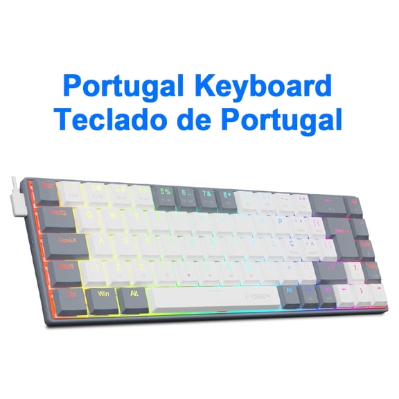 E-YOOSO A68 RGB Mini Slim USB Wired Mechanical Gaming Keyboard Red Switch 68 Keys Gamer Russian Brazilian for Compute PC Laptop