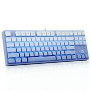 E-YOOSO Mechanical Gaming Keyboard with Gradient Blue Keycaps Red Switches LED Backlit Wired 87 Key Tenkeyness for Windows PC