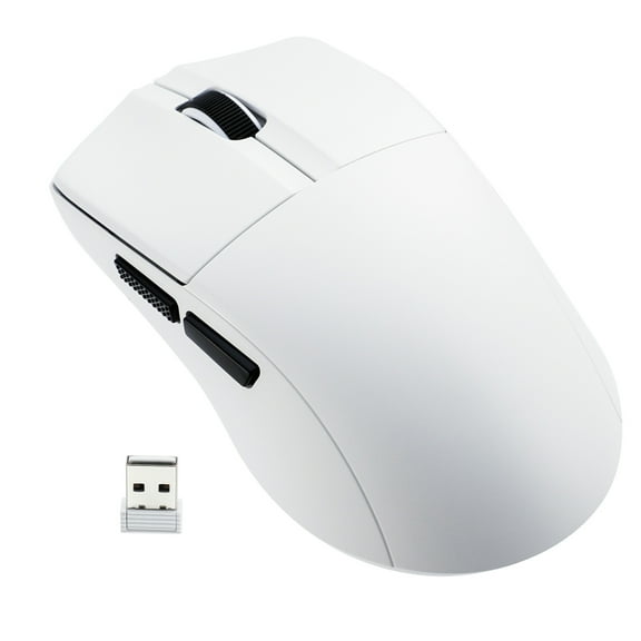 E-YOOSO Wireless Gaming Mouse, 49g Superlight, PAW3395 Sensor 26,000 DPI, 2.4G/Bluetooth 5.1/Wired, 5 Programmable Buttons, 150 Hr Battery, Software Support for PC, Mac, White