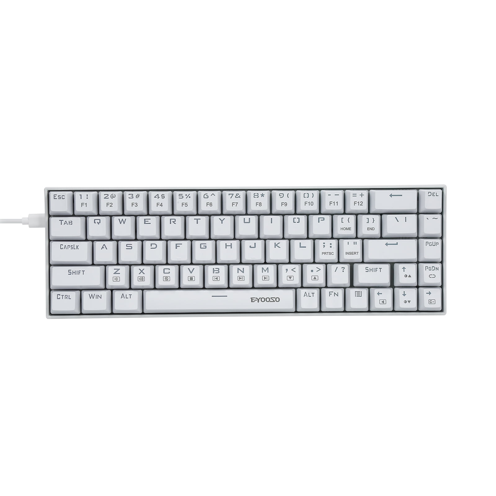 E-Yooso Z-686 RGB Backlit 68-Key Wired USB Mechanical Gaming Keyboard for Tablet, Notebook(White,Blue Switch)
