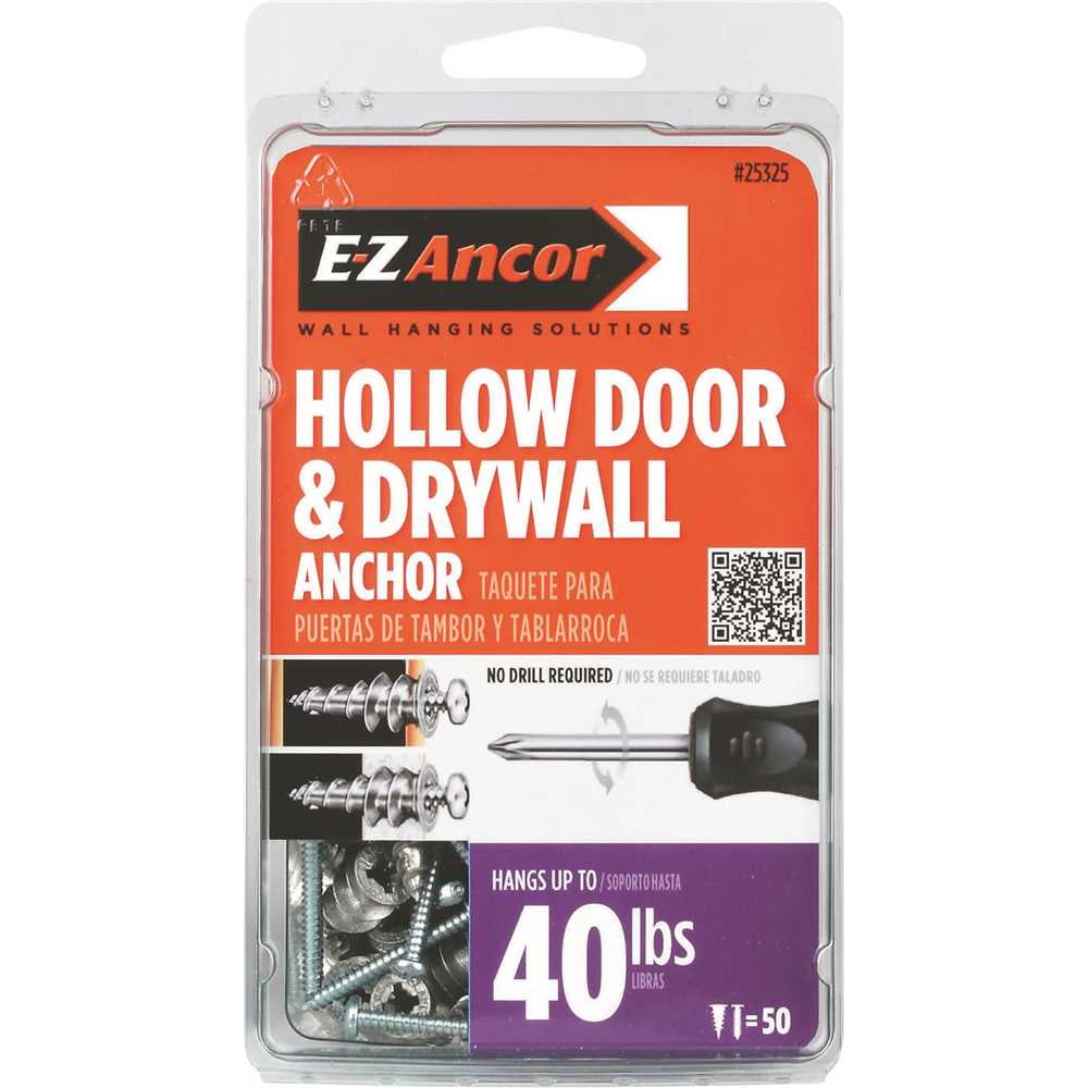 E-Z Ancor 25325 1 in. Hollow Door and Drywall Anchors - pack of 50
