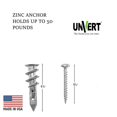 E-Z Ancor Kit – 50 Zinc Self-Drilling Drywall Anchors + 50 #8 X 1-1/4" Phillips Screws, Holds Up To 50 Lbs, No Pre-Drilling Needed