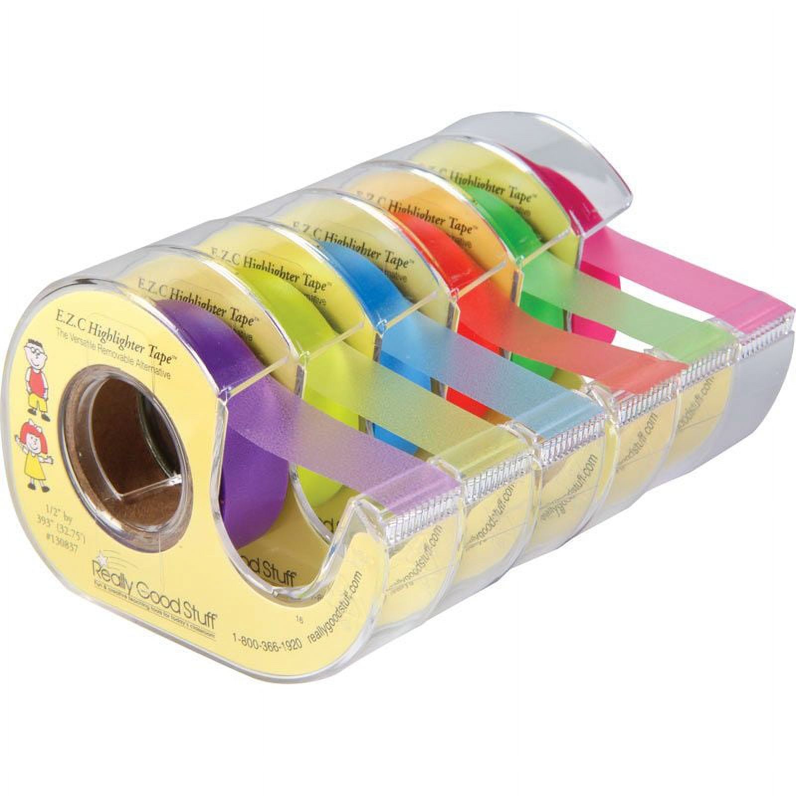 Really Good Stuff E.Z.C. Removable Highlighter Tape, 1 Roll Each of 6