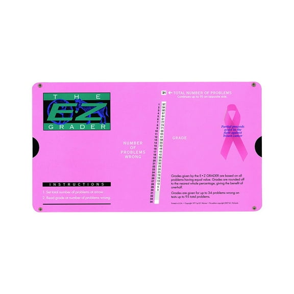 E-Z Grader Scoring Chart, 8.5" x 4.75", Pink