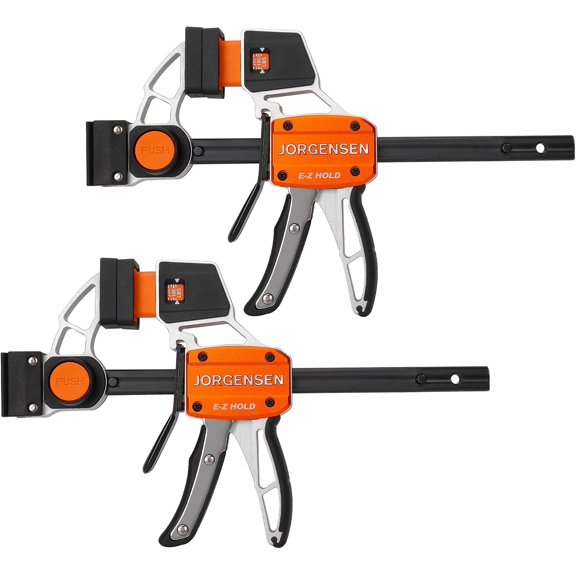 E-Z Hold 400LBS 6 Inch Aluminum Bar Clamps for Woodworking, 2-Pack One-Handed Medium Duty Quick F Clamps Set, Expandable Clamp/Spreader with Load Limit Indicator, Quick Grip Bar Clamps
