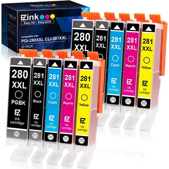 E-Z Ink PGI-280XXL/CLI-281XXL Printer Cartridge for Canon PIXMA, Black, 10 Count, 10 Pack