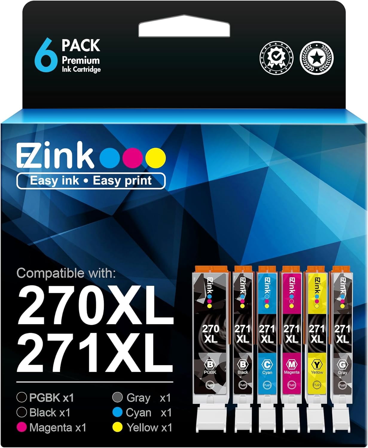 S SMARTOMNI PGI270XL CLI271XL - Cartuchos De Tinta Compatibles Para Canon 270XL 271XL PGI-270XL CLI-271XL Uso Para Canon PIXMA MG5720 MG5721 MG5722 MG6821 MG6822 TS6020 TS5020 (1Paquete Paquete