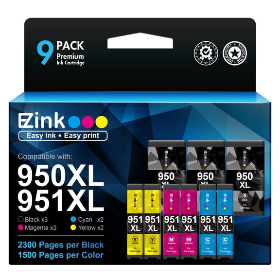 E-Z Ink Compatible Ink Cartridge Replacement for HP 950XL 951XL 950 XL 951 XL for OfficeJet Pro 8610 8600 8615 8620 8625 8100 276dw 251dw (3 Black, 2 Cyan, 2 Magenta, 2 Yellow),9 Combo Pack