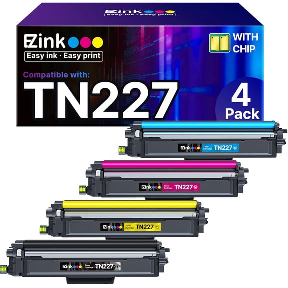 E-Z Ink TN227 Compatible Toner Cartridge Replacement for TN-227BK/C/M/Y High Yield Brother TN227 TN227BK TN223 to use with HL-L3270CDW HL-L3230CDW HL-L3210CW HL-L3290CDW MFC-L3710CDW (4 Pack)