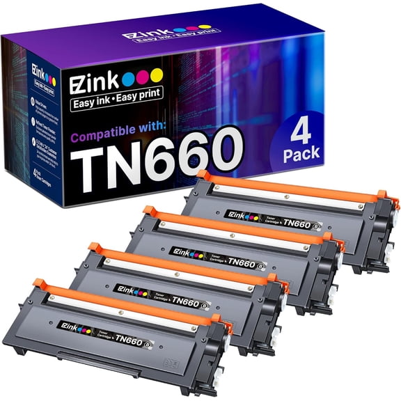 E-Z Ink TN660 Toner Cartridge Replacement Compatible with Brother TN660 TN-660 TN630 High Yield to Use for HL-L2380DW HL-L2320D HL-L2340DW DCP-L2540DW MFC-L2700DW MFC-L2720DW Printer (Black, 4 Pack)