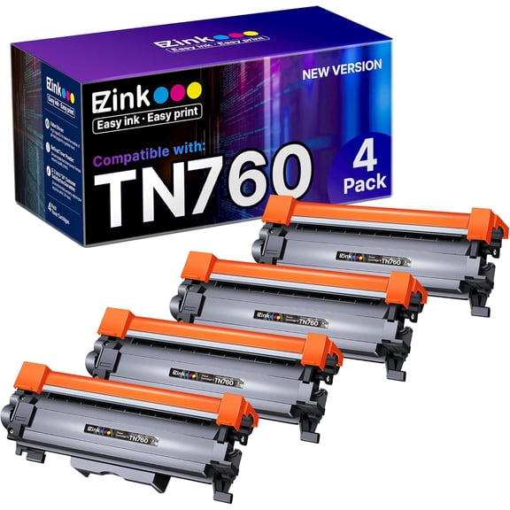 E-Z Ink TN760 Toner for Printer Compatible for TN-760 TN730 TN-730 Toner Cartridges to Use with MFC-L2710DW MFC-L2750DW HL-L2350DW HL-L2370DW HL-L2395DW L2390DW DCP-L2550DW (4 Black)