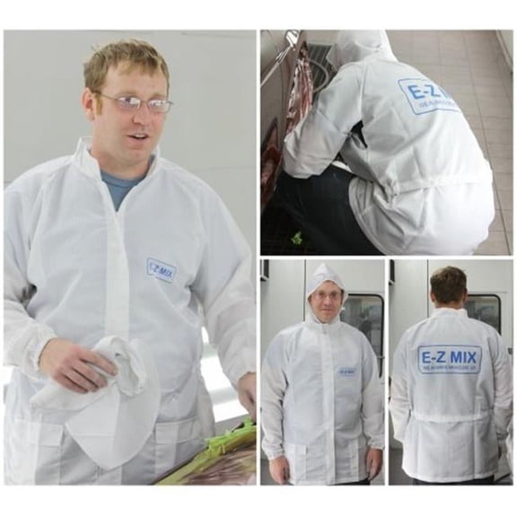 E-Z Mix 64850W Lab Coat, X-Large, White, Carbon Fiber Threads, Detachable Hood