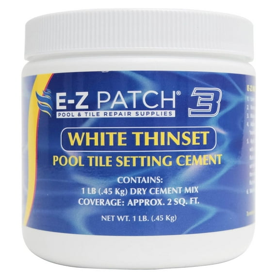 E-Z Patch 3 Pool Tile Thinset Cement for Repairs - Color Adjustable Pool Tile Adhesive (1 lb)