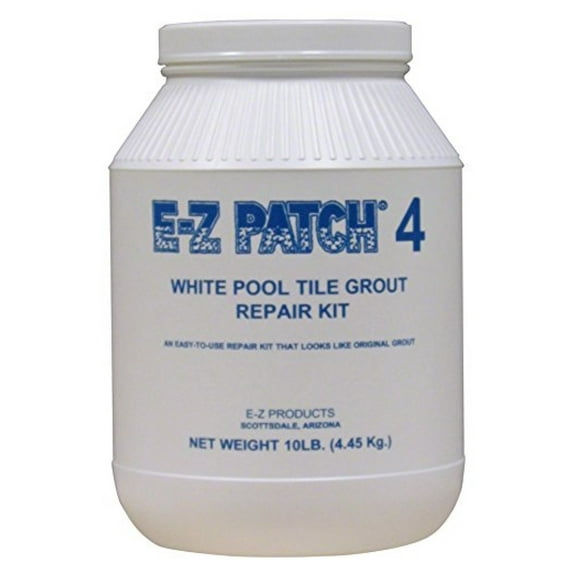 E-Z Patch 4 White Pool Tile Grout Repair - 10 lb Kit - Above Water Formula - Matches Sanded Grout - Pool Tile Repair for Swimming Pools - EZP-138