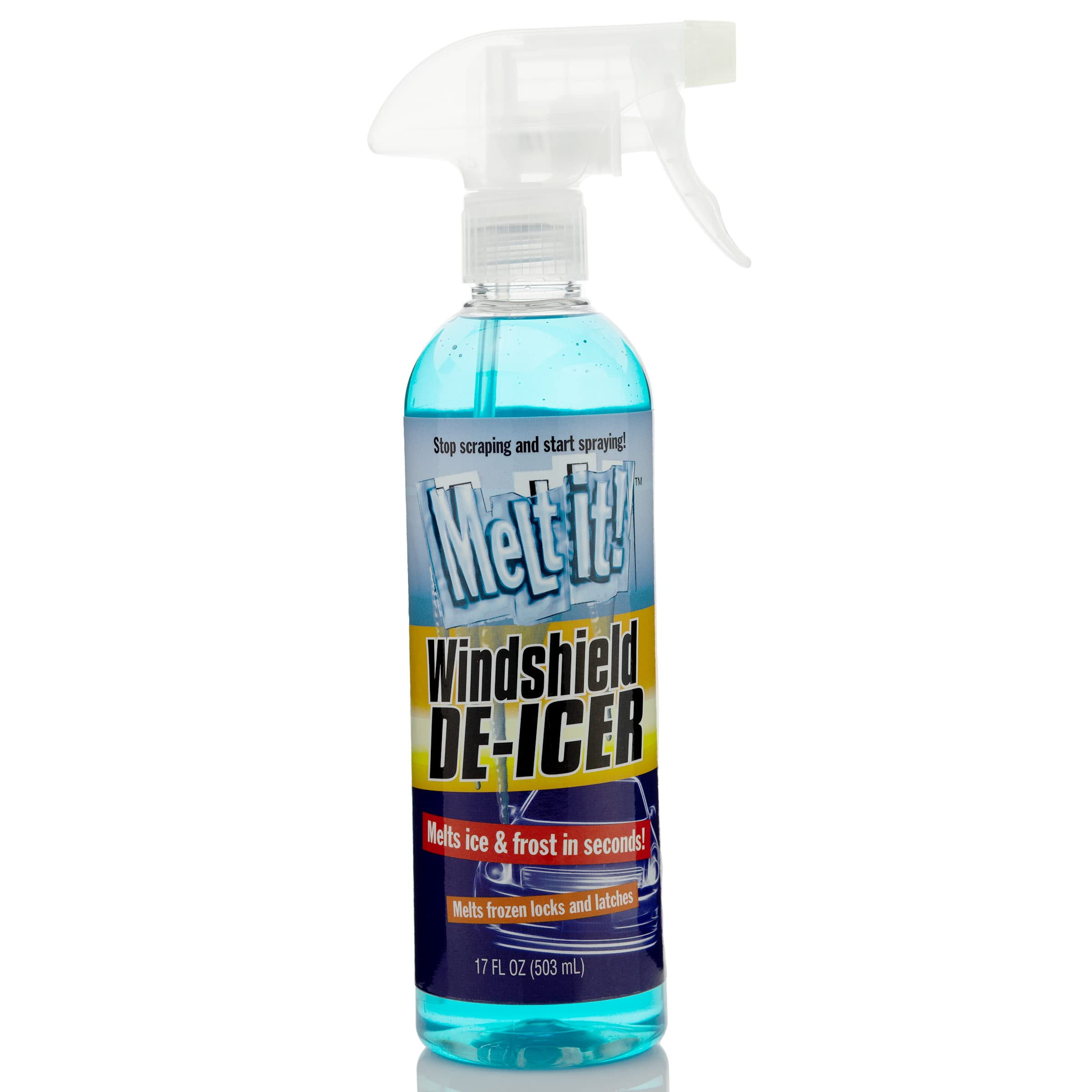EZR Melt it! Windshield De-Icer. Instantly Melts Ice \u0026 Winter Frost For Car Windshields, Windows, Mirrors, Key Locks, \u0026 Latches, Snow Melting Defrost Liquid For Car Window Cleaner, 17 Fl Oz Spray