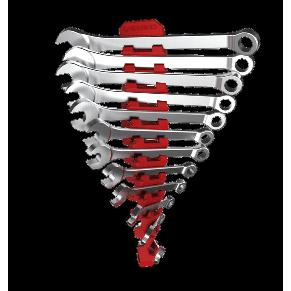 E Z Red FWR12-R 12 Pc Magnetic Flexible Wrench Holder, Red - Tool