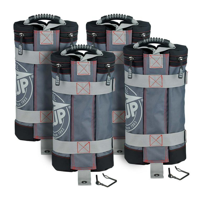 EZ UP WB3GYBK4 Fillable Deluxe Set of 4, Holds up to 45 lbs. Each Weight  Bags, Gray/Black