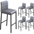 E&D FURNITURE Bar Stools 30 INCH with Back Metal Legs PU Leather