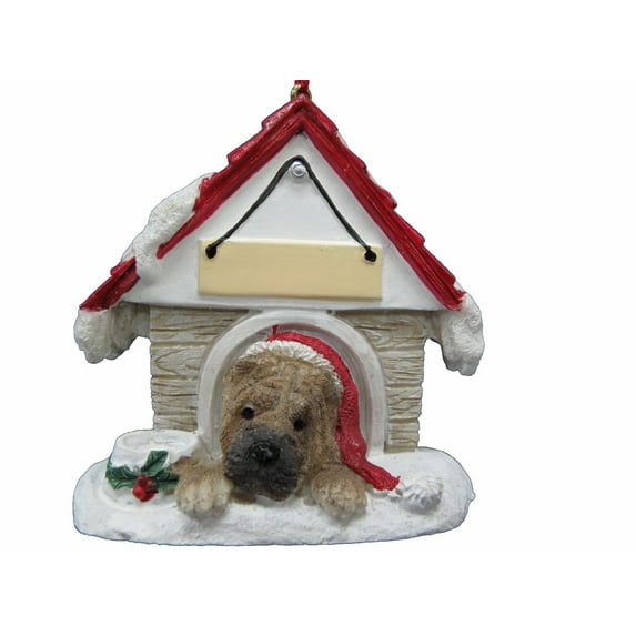 Sharpei Doghouse Ornament Hand Painted and Easily Personalized