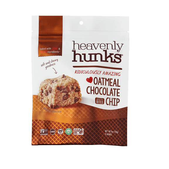 E & C's Snacks Heavenly Hunks, Gluten-Free, Vegan Baked Oatmeal Chocolate Chip Cookie, 6 oz, 6 Count
