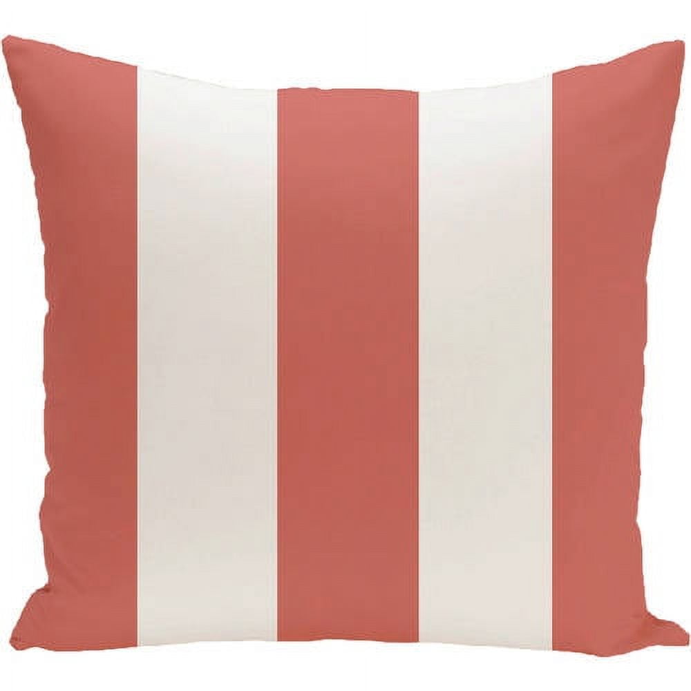 E by Design 16” x 16” Outdoor Decorative Pillow, Awning Stripe Print, Polyester, Faux Down