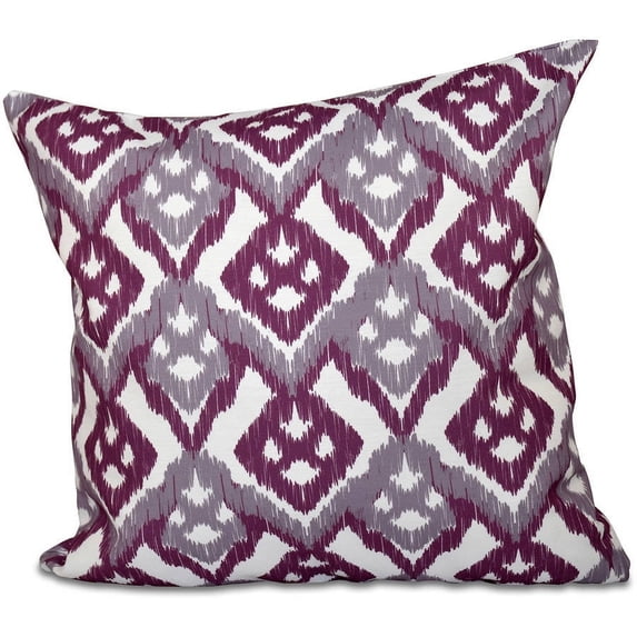 E by Design 16” x 16” Purple Polyester Hipster Geometric Outdoor Decorative Pillow, Hypoallergenic