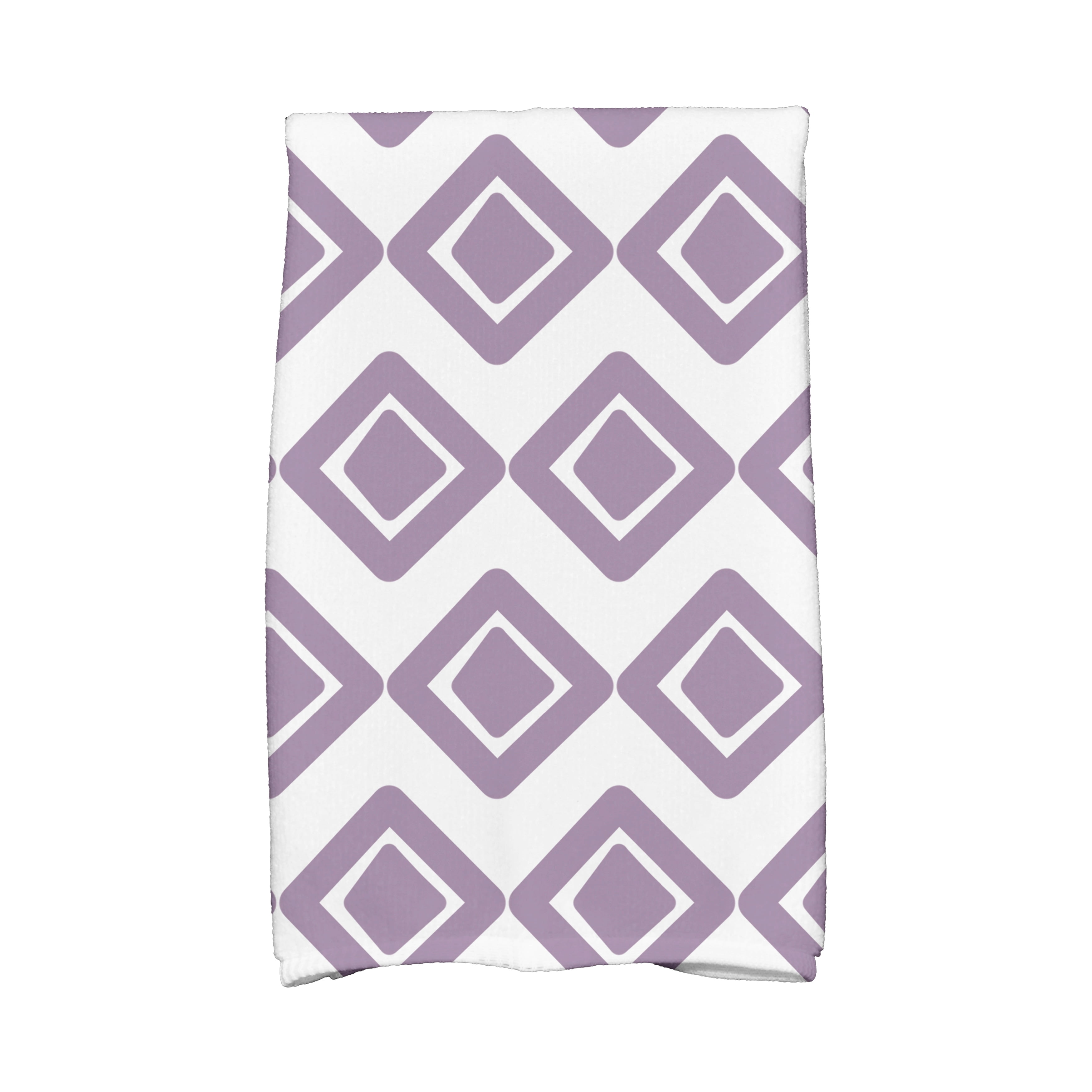 E by Design 18 x 30-inch,Diamond Jive 1 Geometric Print Hand Towel Purple