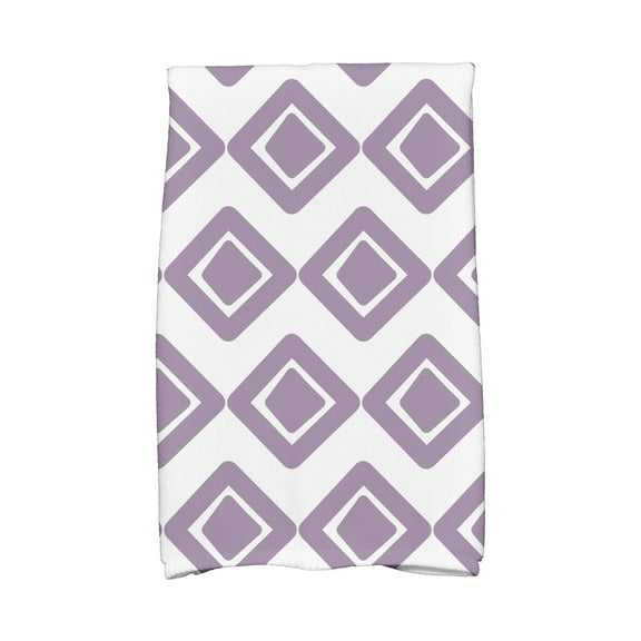 E by Design 18 x 30-inch,Diamond Jive 1 Geometric Print Hand Towel Purple