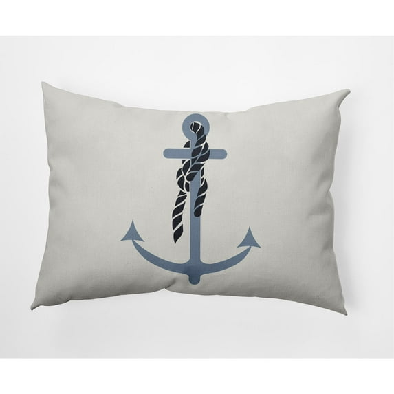E by Design Anchor and Rope Nautical Indoor/Outdoor Lumbar Throw Pillow