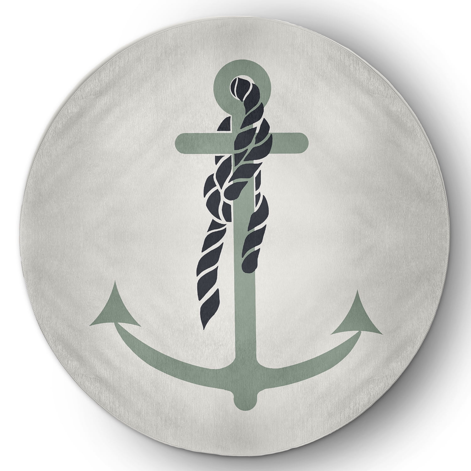 E by Design Anchor and Rope Nautical Indoor/Outdoor Rug - Dusty Smoke - 2 x 3 ft.