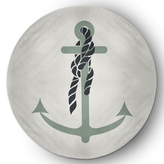E by Design Anchor and Rope Nautical Indoor/Outdoor Rug - Dusty Smoke - 2 x 3 ft.