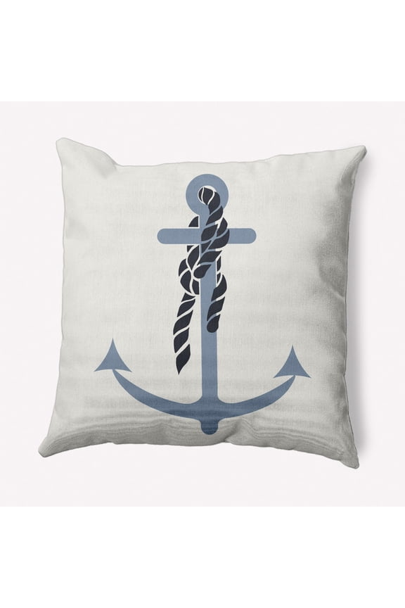 Anchor and Rope Nautical Indoor/Outdoor Throw Pillow
