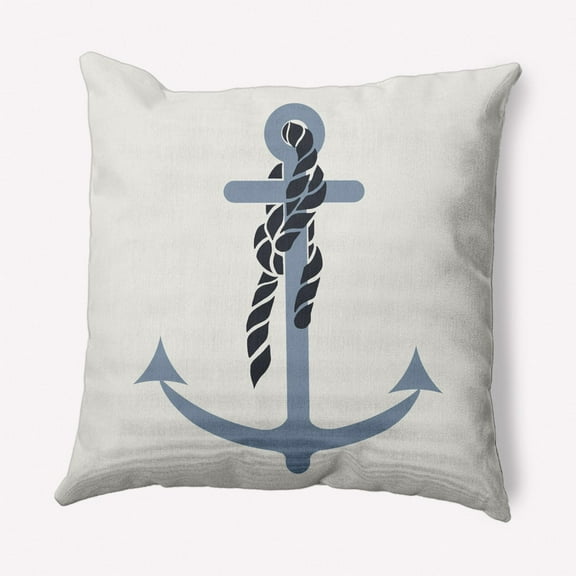 E by Design Anchor and Rope Nautical Indoor/Outdoor Throw Pillow