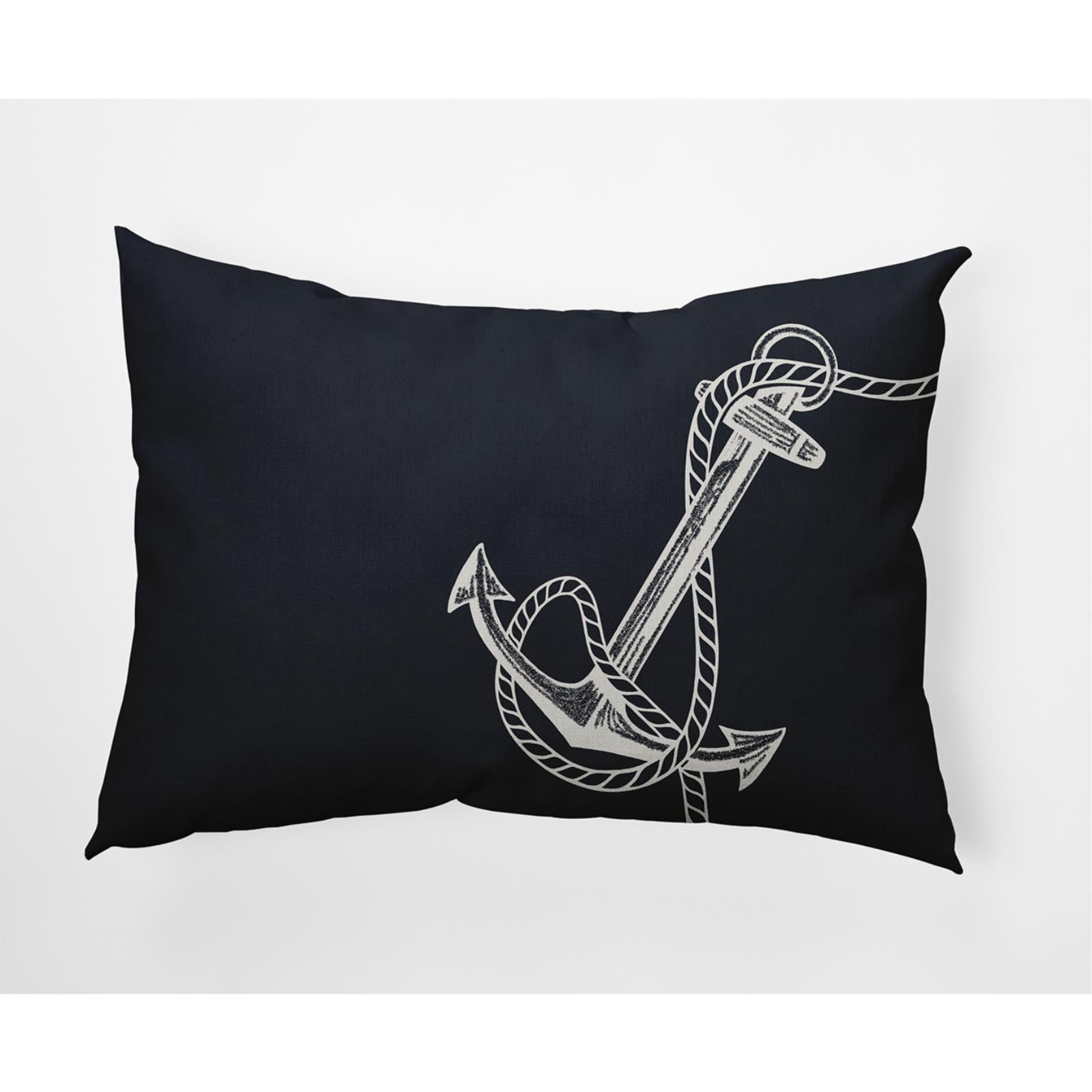 E by Design Anchored Nautical Indoor/Outdoor Lumbar Throw Pillow