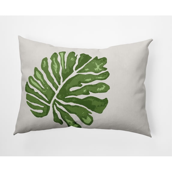 E by Design Big Leaf Indoor/Outdoor Lumbar Throw Pillow - Green