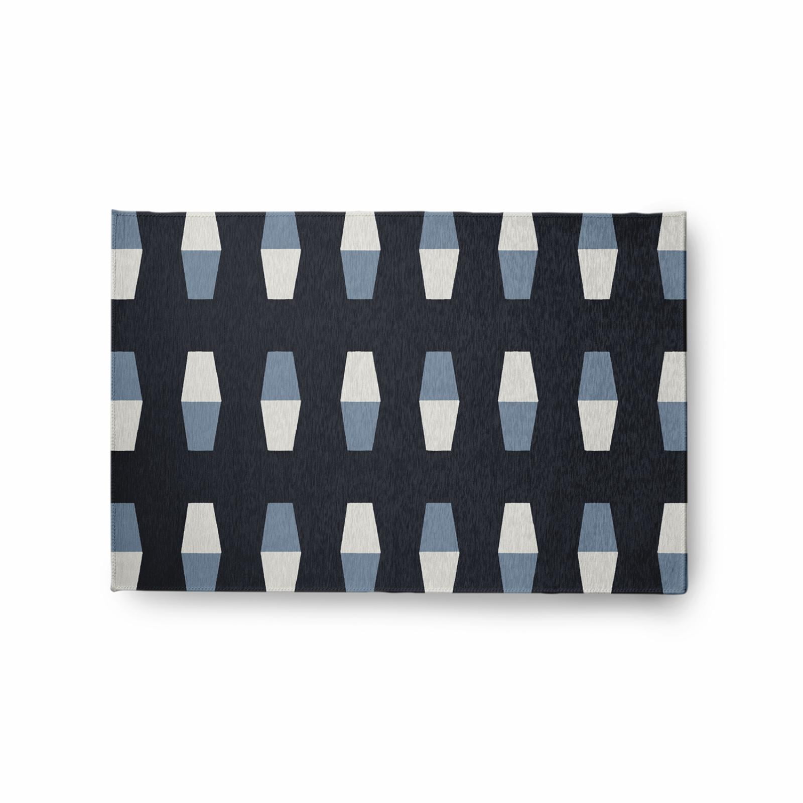 E by Design Bowling Pins Nautical Indoor/Outdoor Rug - Shark Blue - 2 x 3 ft.