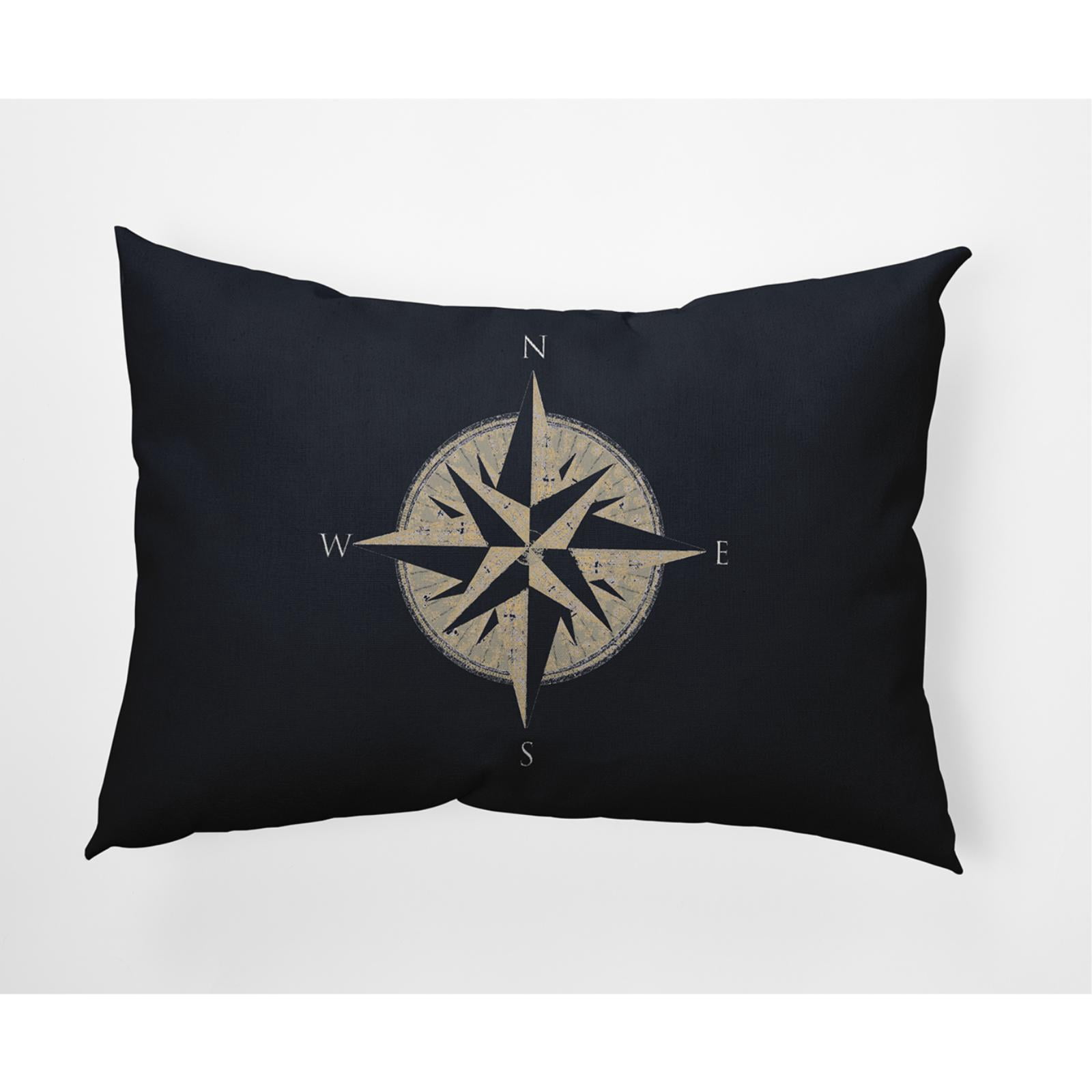 E by Design Compass Nautical Indoor/Outdoor Lumbar Throw Pillow
