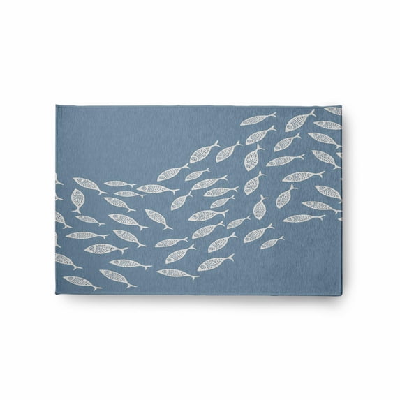 E by Design Escuela Nautical Indoor/Outdoor Rug Ocean Teal - 2' x 3'