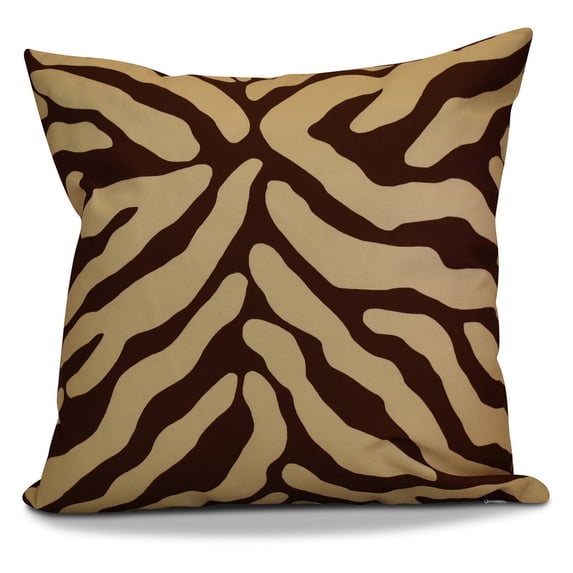 E by Design Flora and Fauna Animal Stripe Detail Print Outdoor Pillow