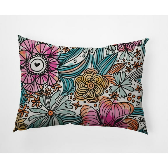 E by Design Flower Melange Indoor/Outdoor Lumbar Throw Pillow