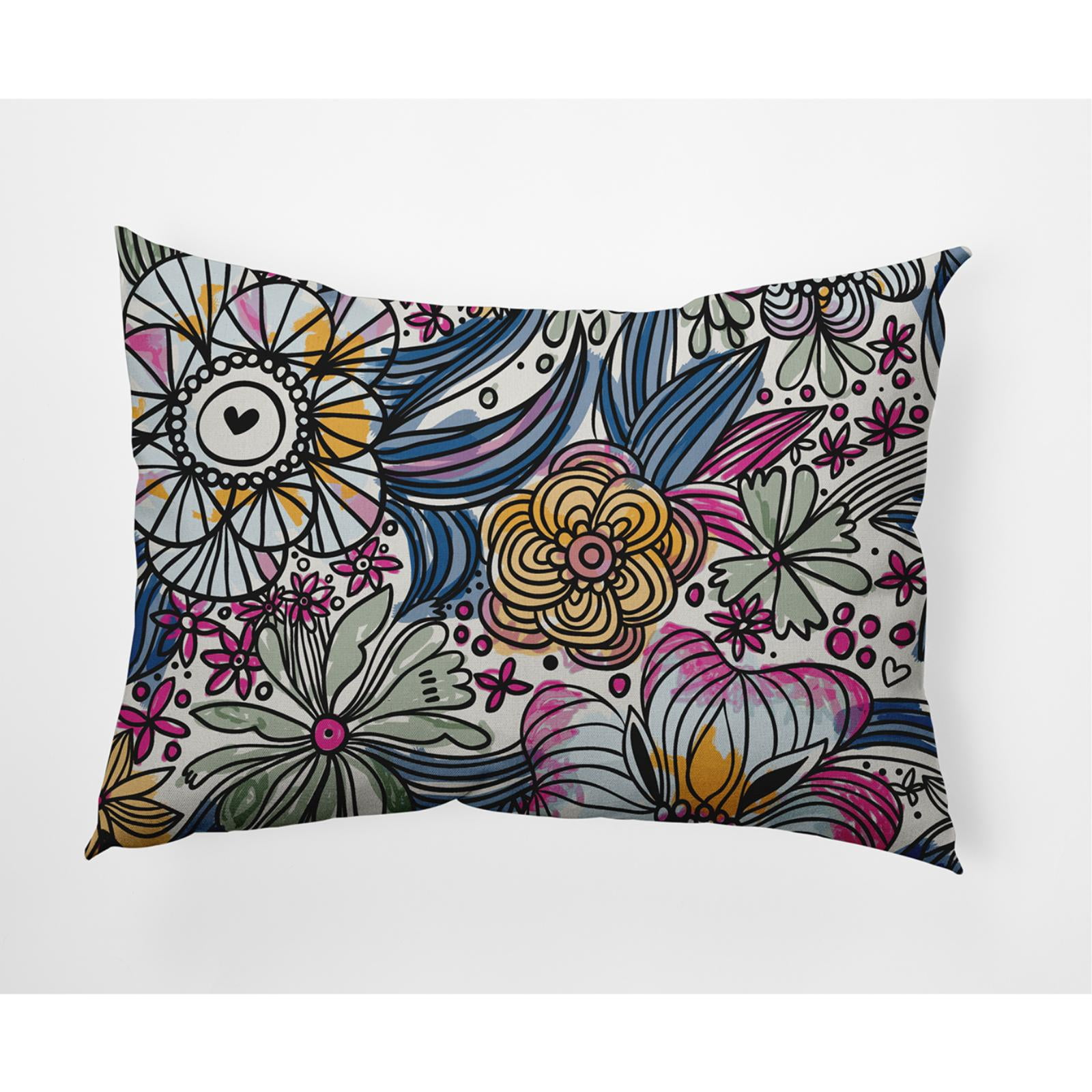 14" x 20" Simply Daisy Flower Melange Indoor/Outdoor Lumbar Throw Pillow