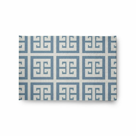 E by Design Greek Key Patterned Indoor/Outdoor Rug - Dusty Smoke - 2 x 3 ft.