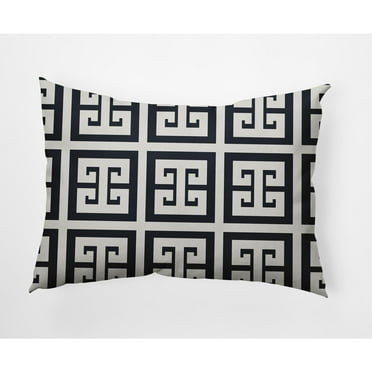 E by Design Greek Key Patterned Nautical Indoor/Outdoor Lumbar Throw Pillow