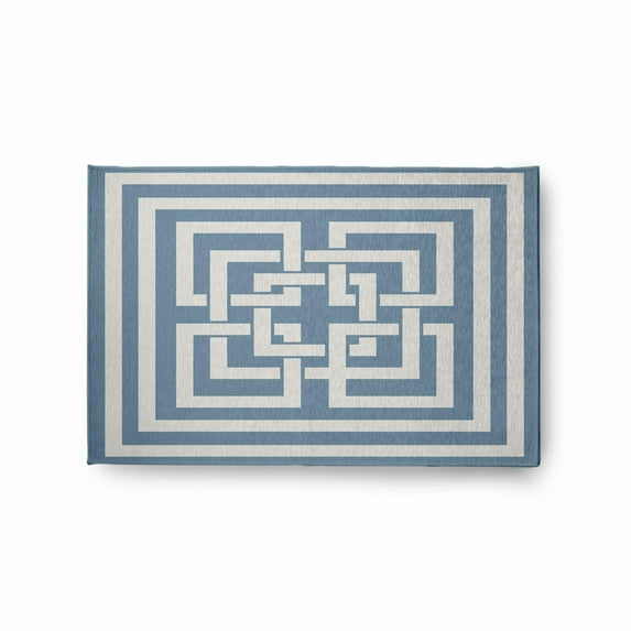 E by Design Greek New Key Nautical Indoor/Outdoor Rug - Dusty Smoke - 2 x 3 ft.