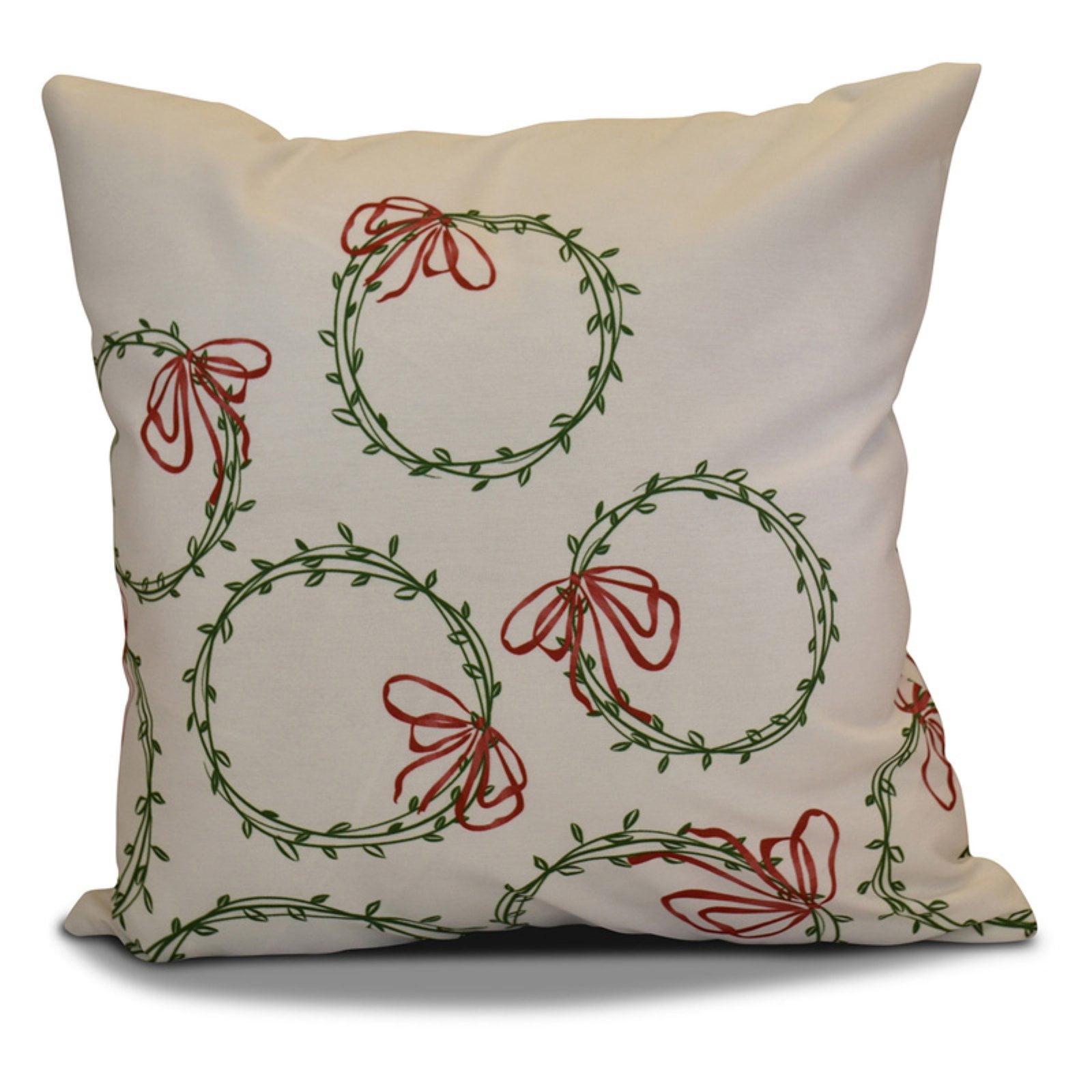 E by Design Jump For Joy Simple Wreath Print Outdoor Pillow