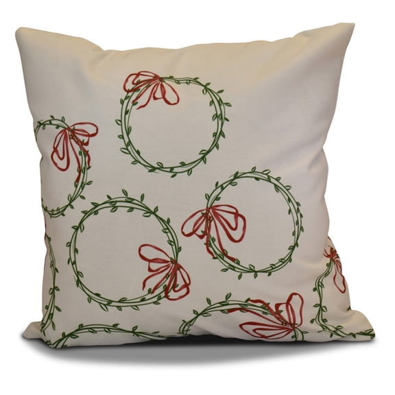 E by Design Jump For Joy Simple Wreath Print Outdoor Pillow