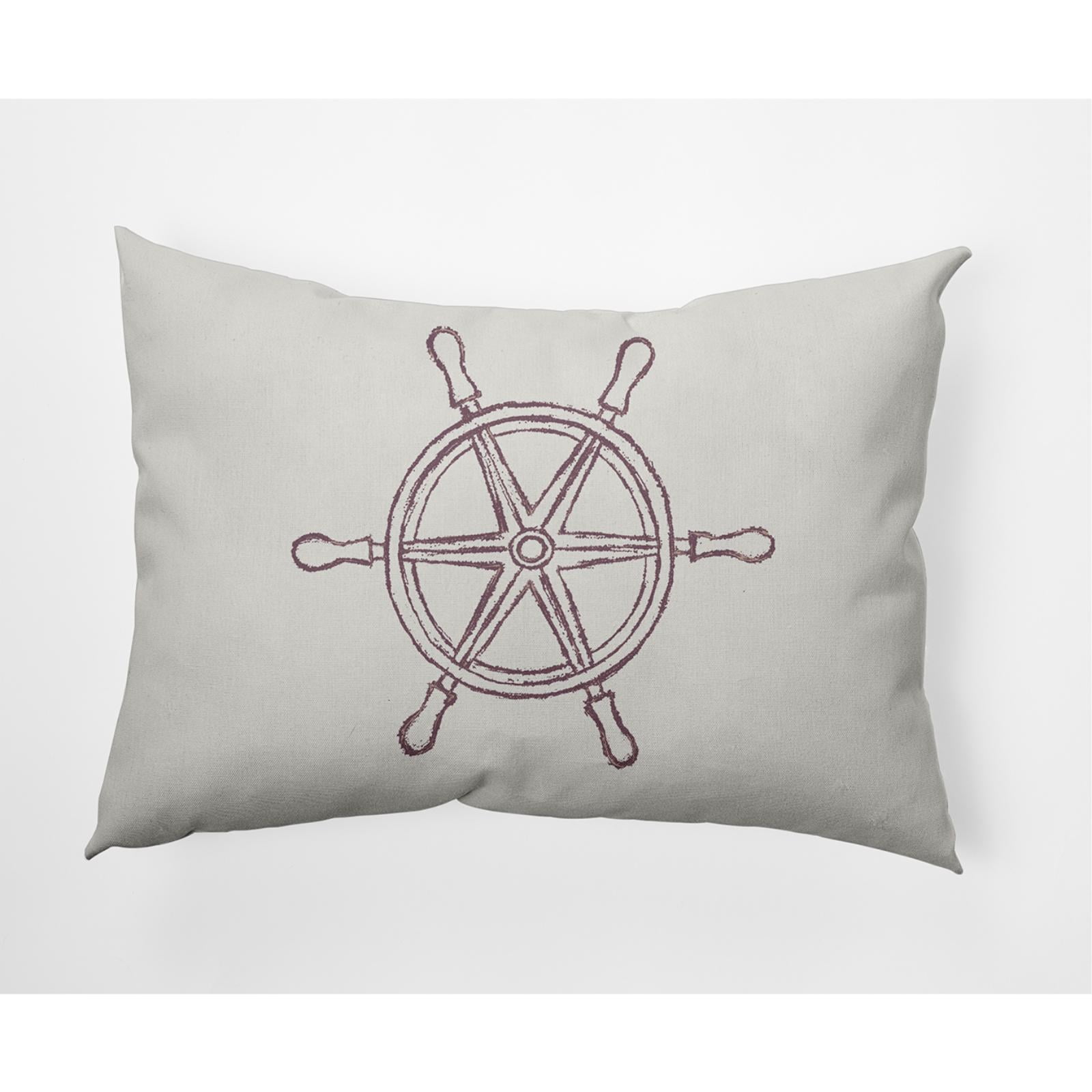 E by Design Large Ship Wheel Nautical Indoor/Outdoor Lumbar Throw Pillow