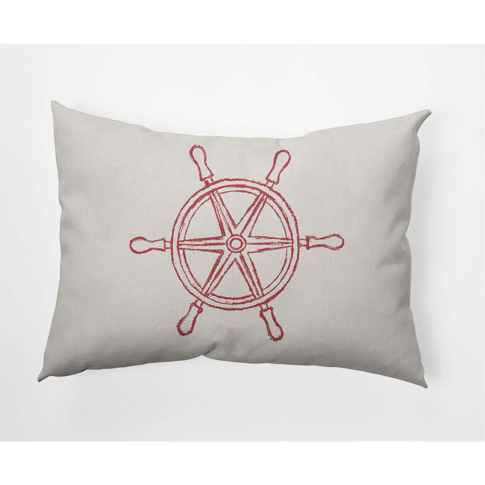 E by Design Large Ship Wheel Nautical Indoor/Outdoor Lumbar Throw Pillow