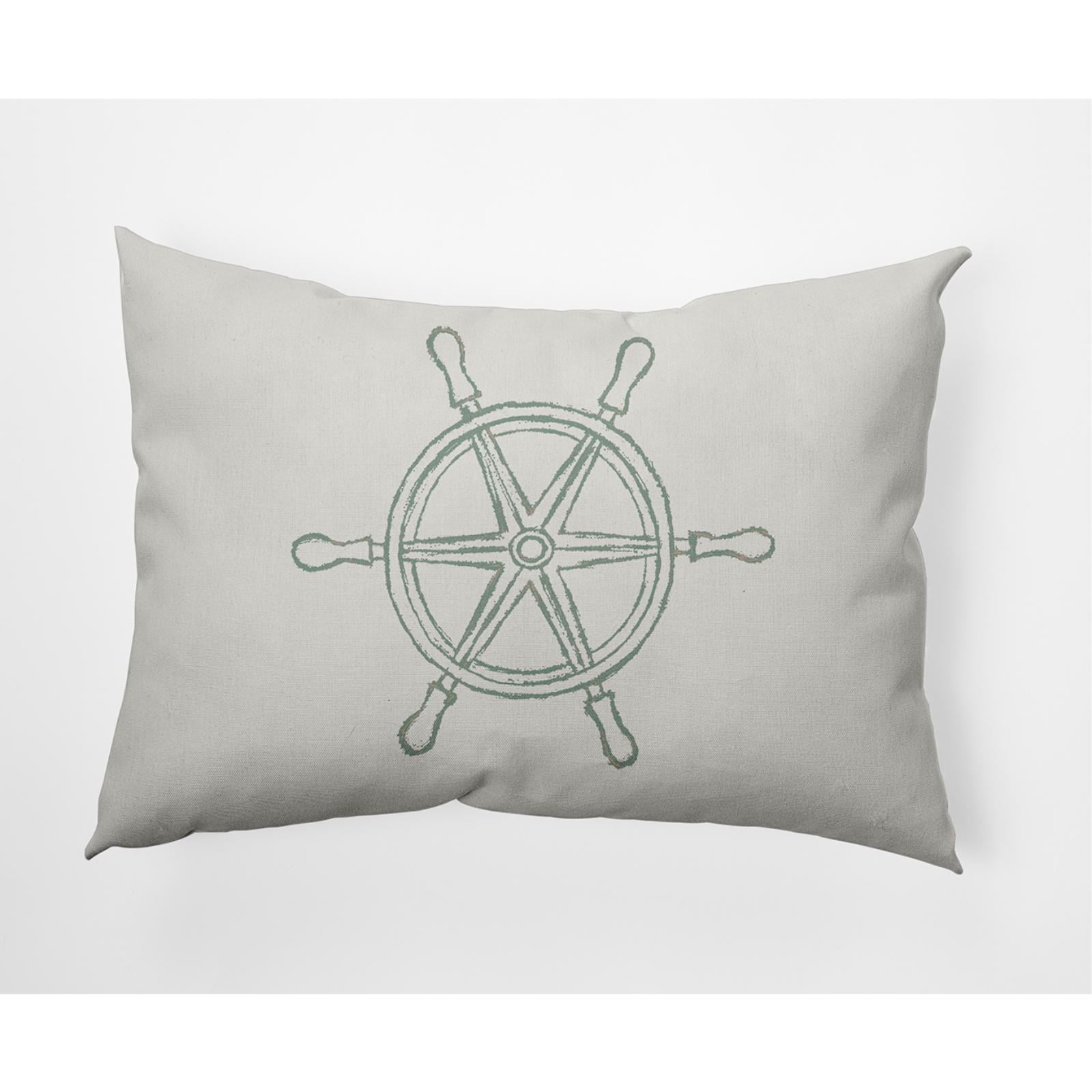 E by Design Large Ship Wheel Nautical Indoor/Outdoor Lumbar Throw Pillow